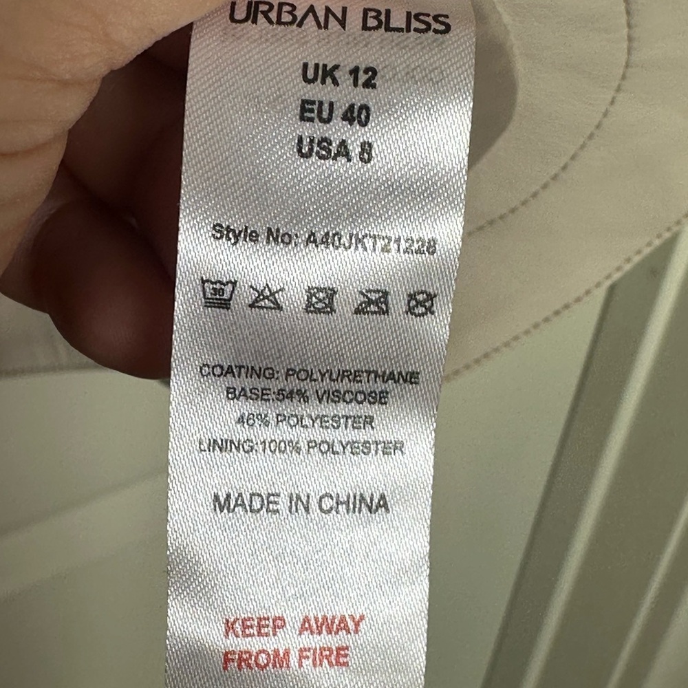 NEW ASOS Urban Bliss Vegan Leather Cream Oversized Button Up Shacket, Size 8 - Picture 8 of 12